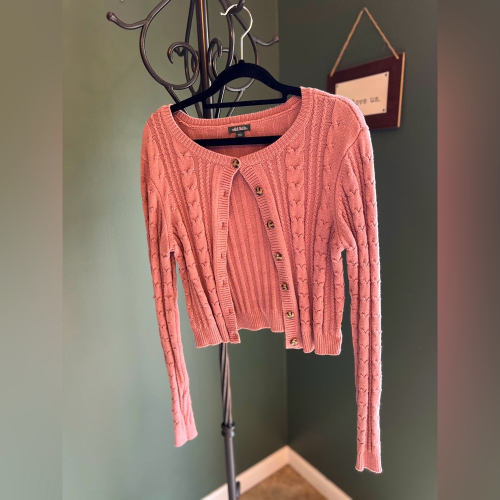 Pink Knit cropped Cardigan